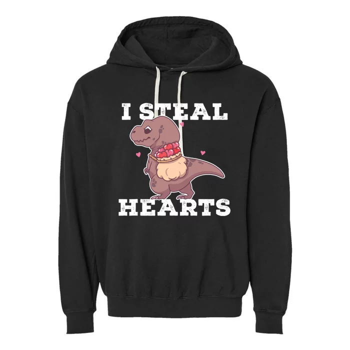 I Steal Hearts Valentine's Day Dinosaur Tgiftrex Gift Garment-Dyed Fleece Hoodie