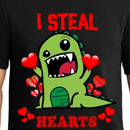 I Steal Hearts Cute Funny Valentine's Dinosaur T Rex Lover Gift Pajama Set