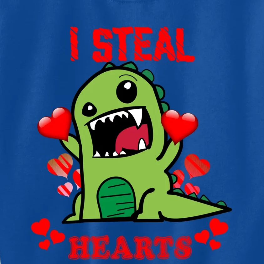 I Steal Hearts Cute Funny Valentine's Dinosaur T Rex Lover Gift Kids Sweatshirt