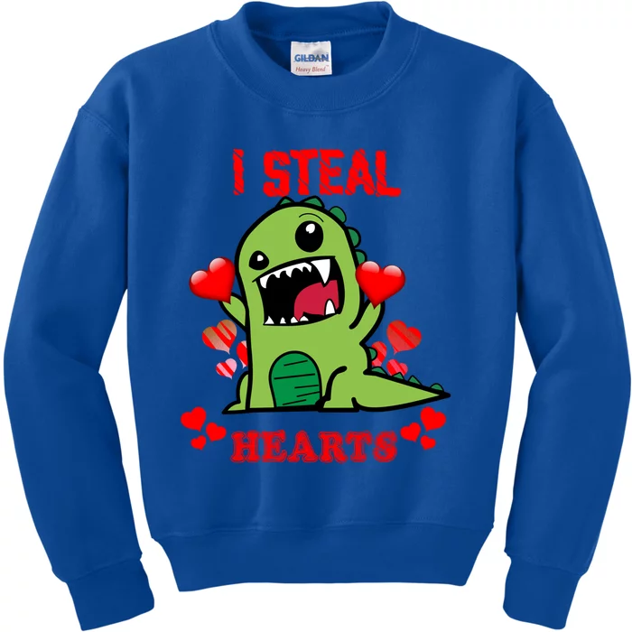 I Steal Hearts Cute Funny Valentine's Dinosaur T Rex Lover Gift Kids Sweatshirt