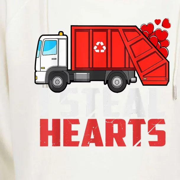 I Steal Hearts Garbage Truck Valentines Day Womens Funnel Neck Pullover Hood