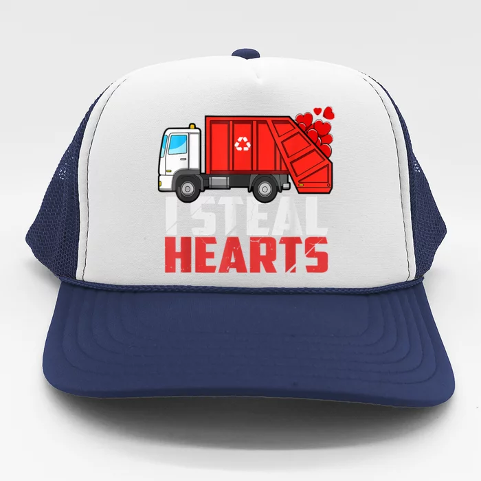 I Steal Hearts Garbage Truck Valentines Day Trucker Hat