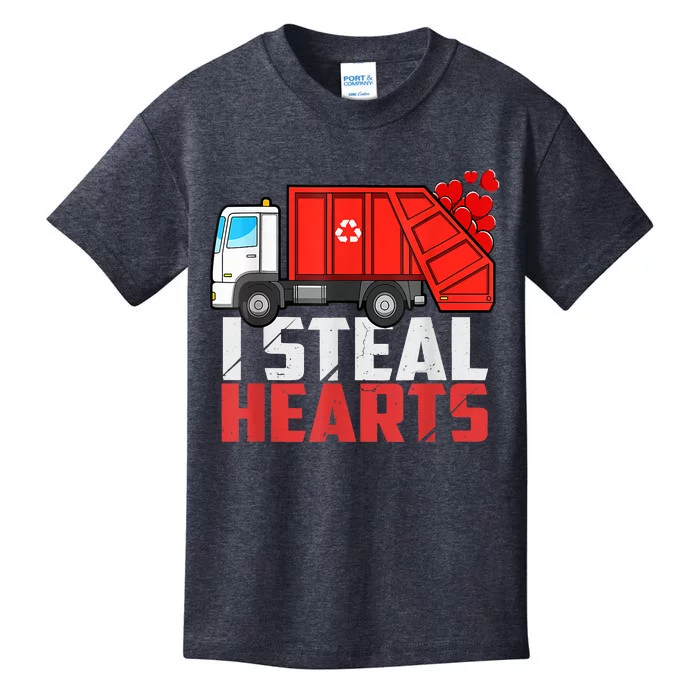 I Steal Hearts Garbage Truck Valentines Day Kids T-Shirt