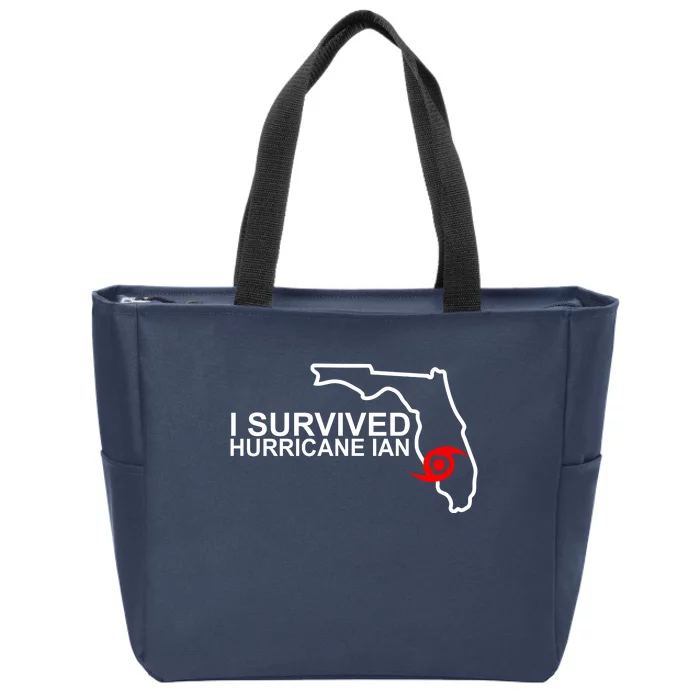 I Survived Hurricane Ian Florida Map Zip Tote Bag