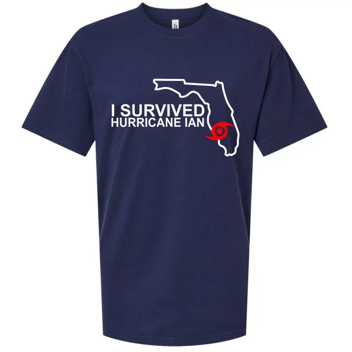 I Survived Hurricane Ian Florida Map Sueded Cloud Jersey T-Shirt