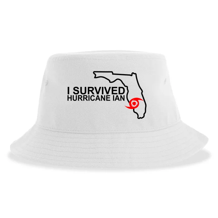 I Survived Hurricane Ian Florida Map Sustainable Bucket Hat