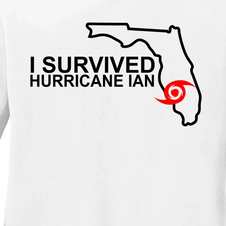 I Survived Hurricane Ian Florida Map Ladies Long Sleeve Shirt