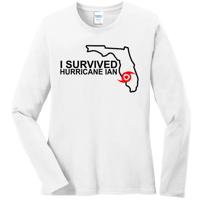 I Survived Hurricane Ian Florida Map Ladies Long Sleeve Shirt