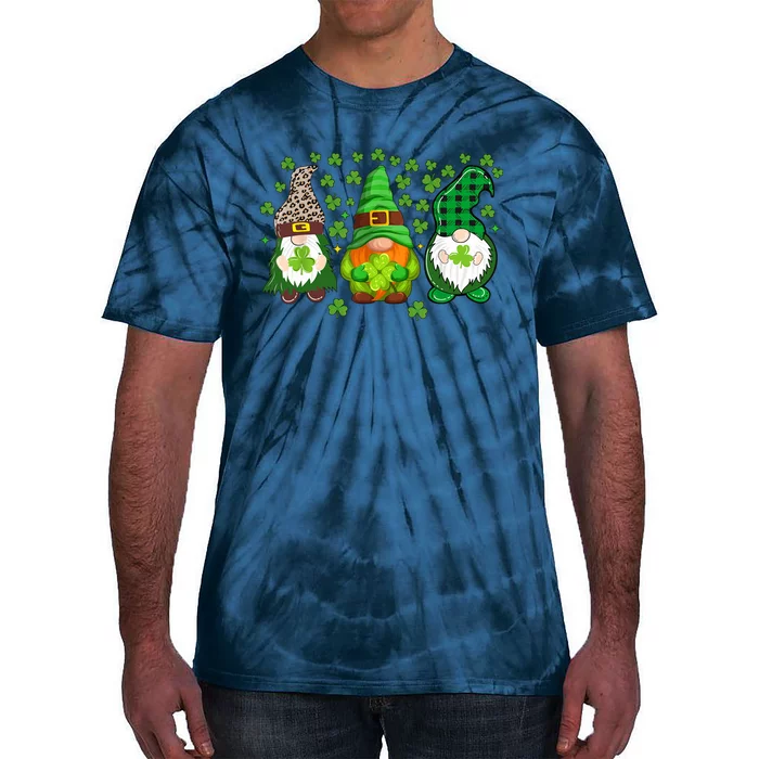 Irish Shamrock Happy St Patrick's Day Gnome Shamrock Tie-Dye T-Shirt