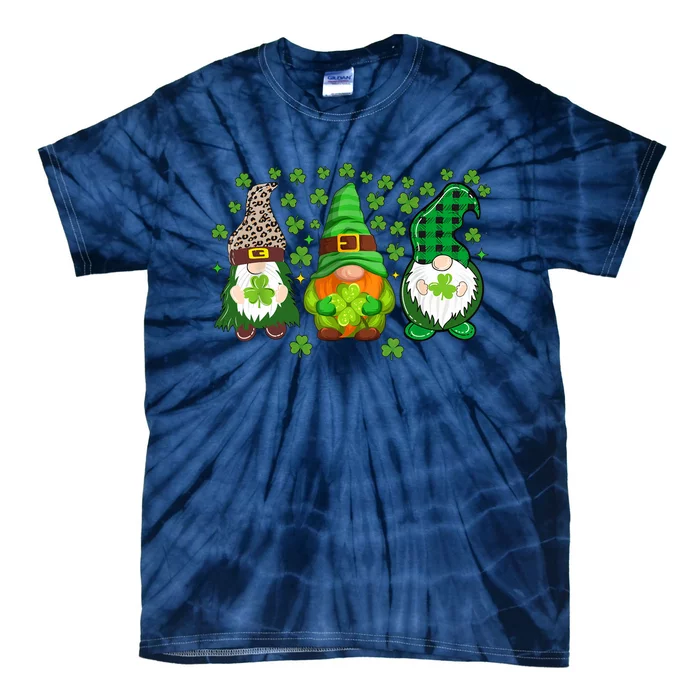 Irish Shamrock Happy St Patrick's Day Gnome Shamrock Tie-Dye T-Shirt