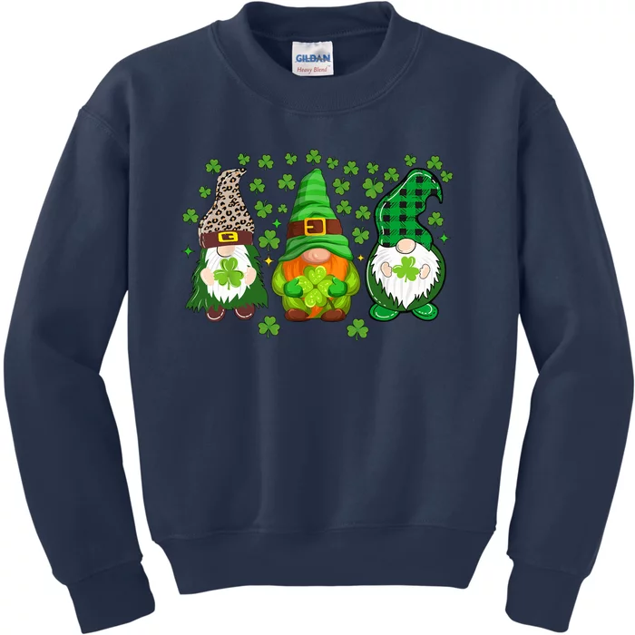 Irish Shamrock Happy St Patrick's Day Gnome Shamrock Kids Sweatshirt