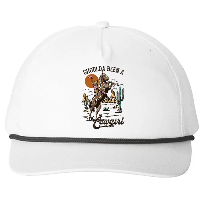 I Should Have Been A Cowboy Cowgirl Player Bull Riding Snapback Five-Panel Rope Hat