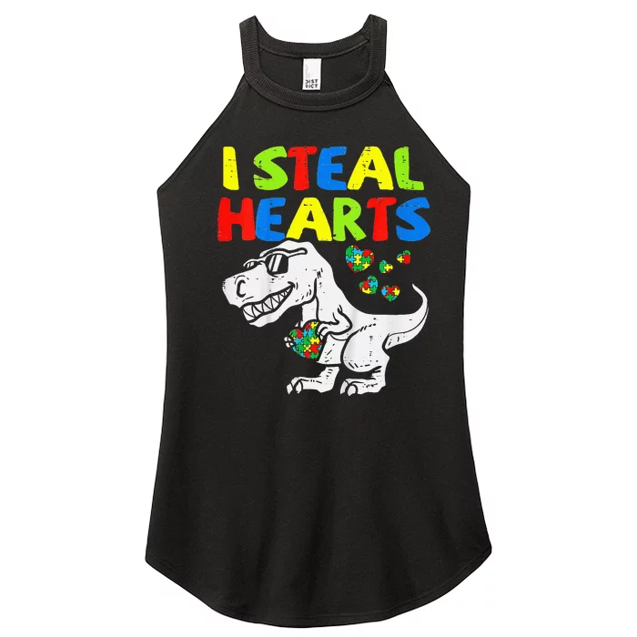 I Steal Hearts Trex Dinosaur Autism Awareness Women’s Perfect Tri Rocker Tank