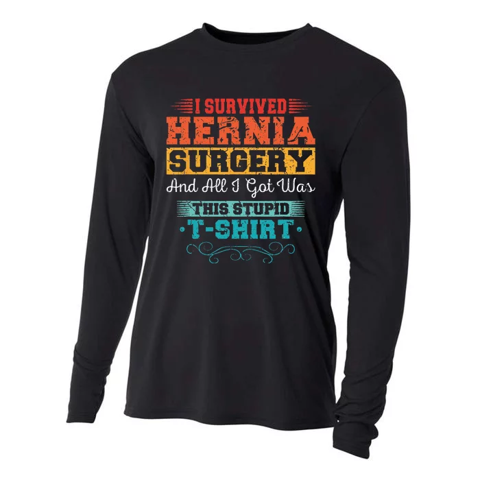 I Survived Hernia Surgery Funny Recovery Injury Get Well Cooling Performance Long Sleeve Crew