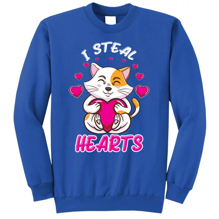 I Steal Hearts Cat Valentines Day Gift Tall Sweatshirt