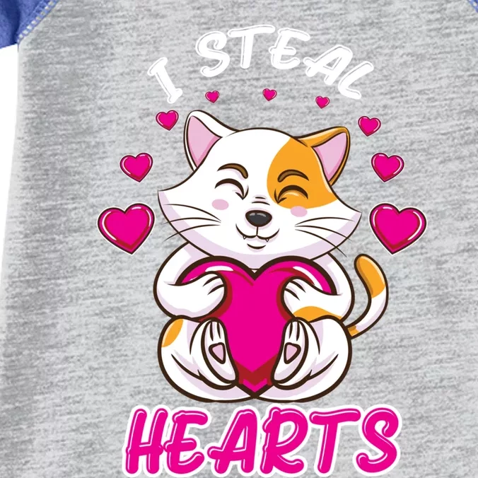 I Steal Hearts Cat Valentines Day Gift Infant Baby Jersey Bodysuit