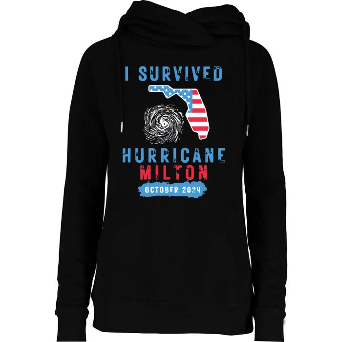 I Survived Hurricane Milton October 2024 Hurricane Milton Survior Womens Funnel Neck Pullover Hood