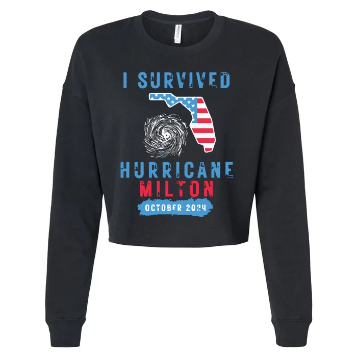 I Survived Hurricane Milton October 2024 Hurricane Milton Survior Cropped Pullover Crew