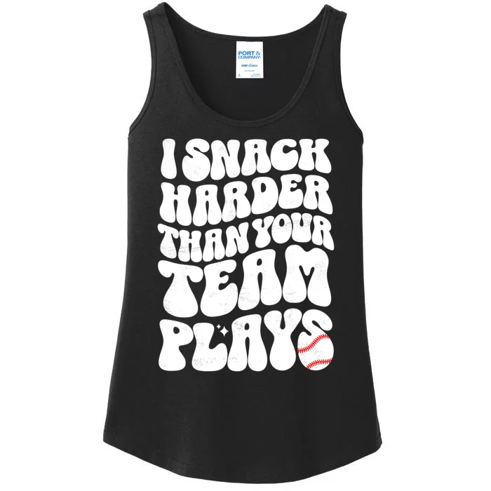 I Snack Harder Than Your Team Plays Baseball Funny Softball Ladies Essential Tank