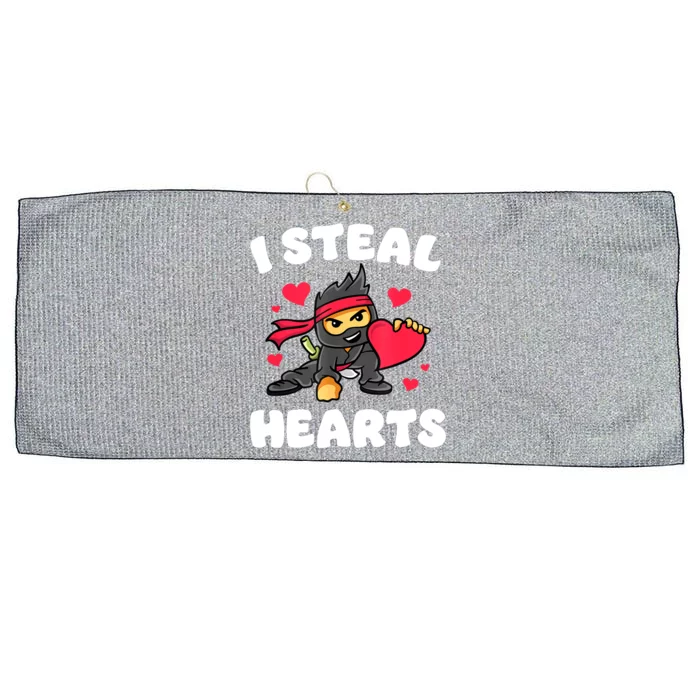 I Steal Hearts Ninja Valentines Day Large Microfiber Waffle Golf Towel