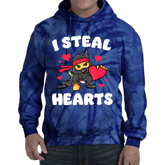 I Steal Hearts Ninja Valentines Day Tie Dye Hoodie