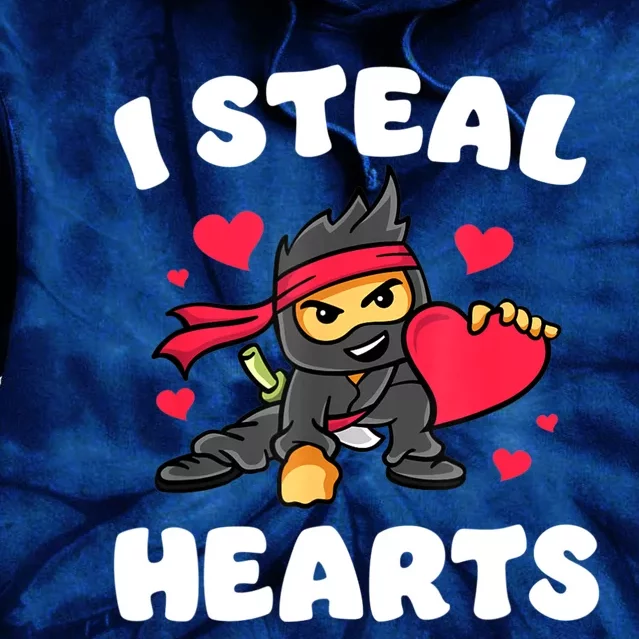 I Steal Hearts Ninja Valentines Day Tie Dye Hoodie