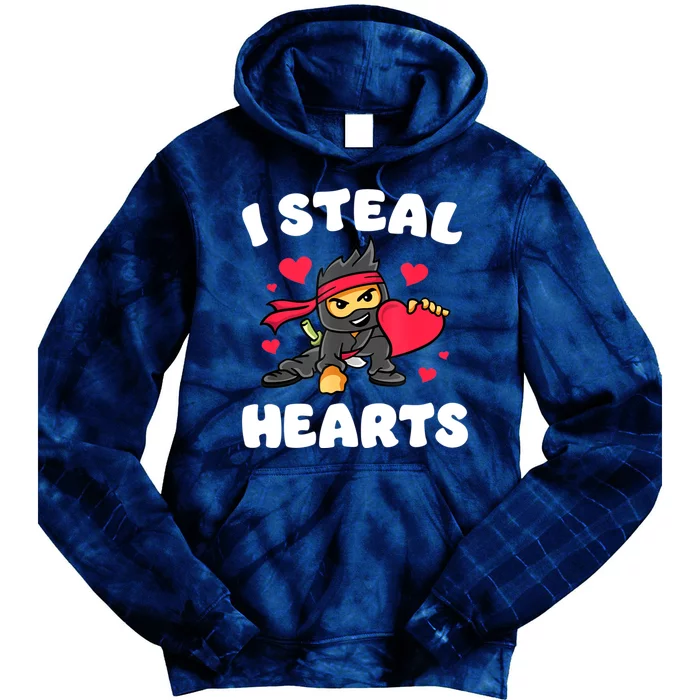 I Steal Hearts Ninja Valentines Day Tie Dye Hoodie