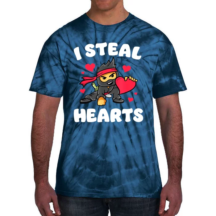 I Steal Hearts Ninja Valentines Day Tie-Dye T-Shirt