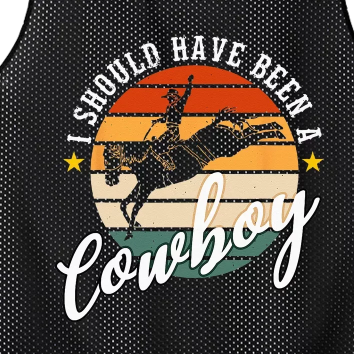 I Should Have Been A Cowboy Cowgirl Player Bull Riding Mesh Reversible Basketball Jersey Tank