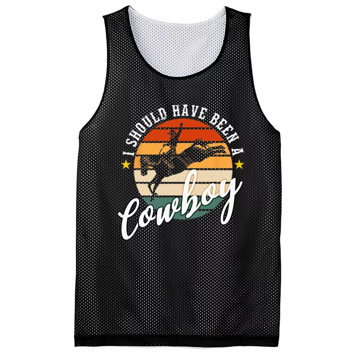 I Should Have Been A Cowboy Cowgirl Player Bull Riding Mesh Reversible Basketball Jersey Tank