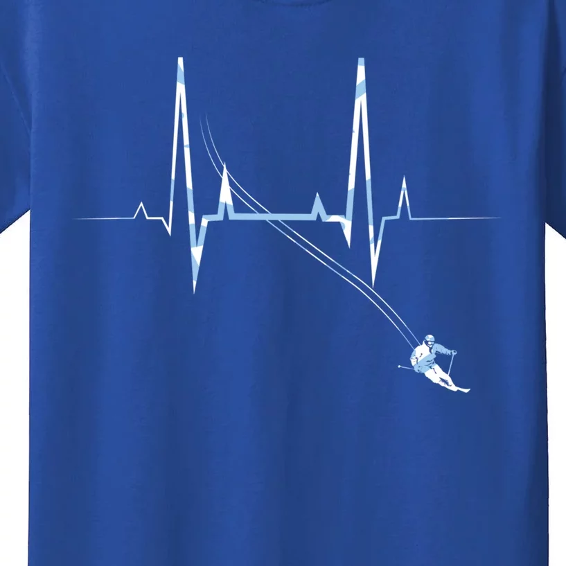 Ice Skiing Heartbeat Ski Instructor Winter Sport Downhill Gift Kids T-Shirt