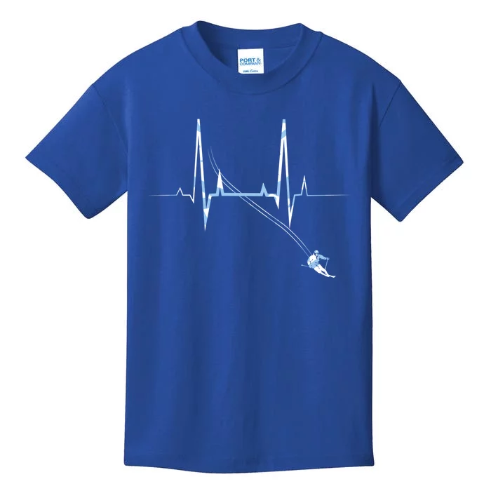 Ice Skiing Heartbeat Ski Instructor Winter Sport Downhill Gift Kids T-Shirt