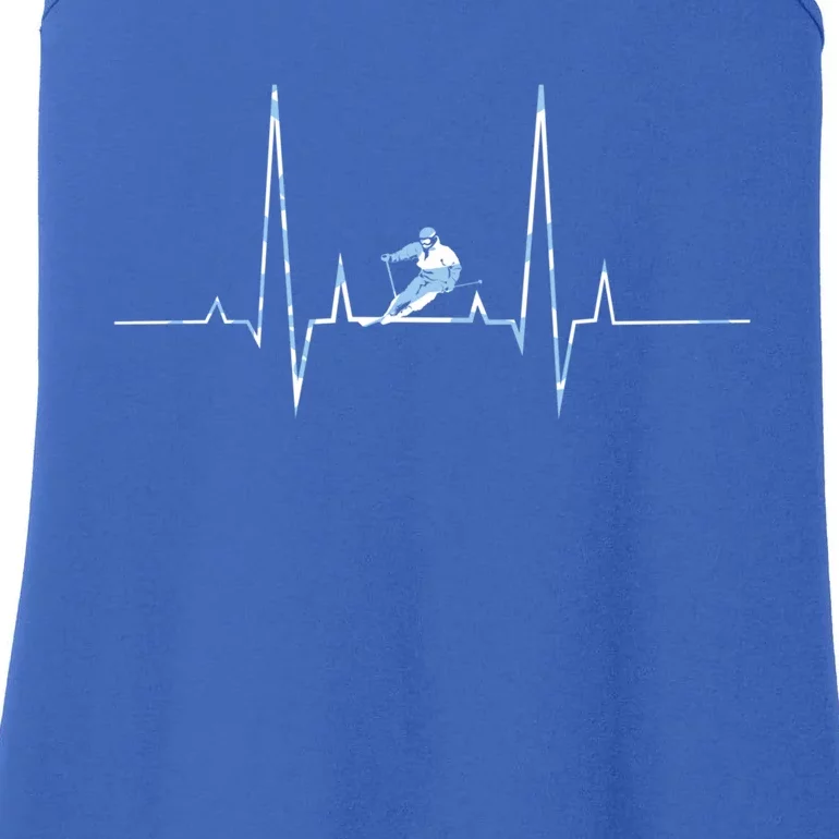 Ice Skiing Heartbeat Winter Skier Snow Shredding Slopes Great Gift Ladies Essential Tank