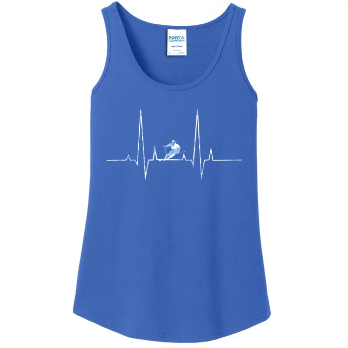 Ice Skiing Heartbeat Winter Skier Snow Shredding Slopes Great Gift Ladies Essential Tank