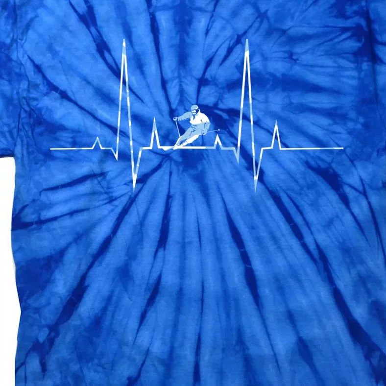 Ice Skiing Heartbeat Winter Skier Snow Shredding Slopes Great Gift Tie-Dye T-Shirt