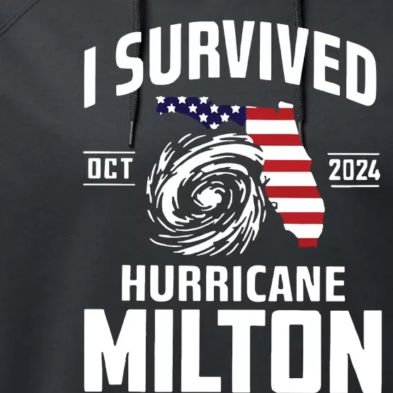 I Survived Hurricane Milton 2024 Hurricane Milton Survivor Performance Fleece Hoodie