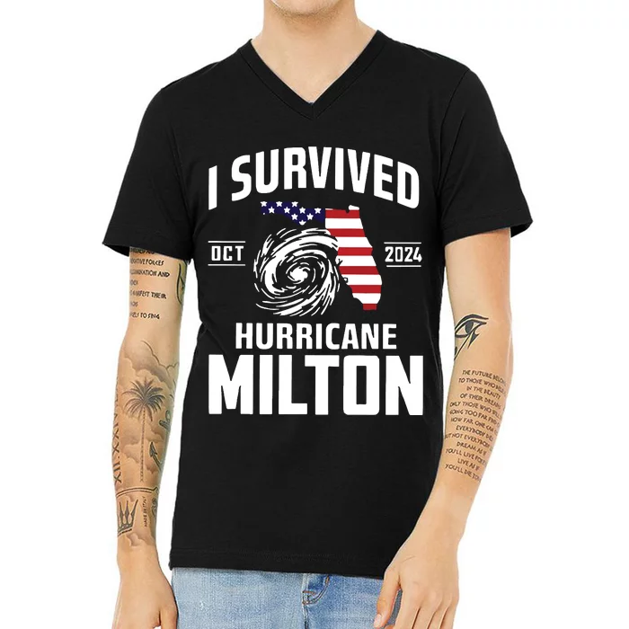 I Survived Hurricane Milton 2024 Hurricane Milton Survivor V-Neck T-Shirt