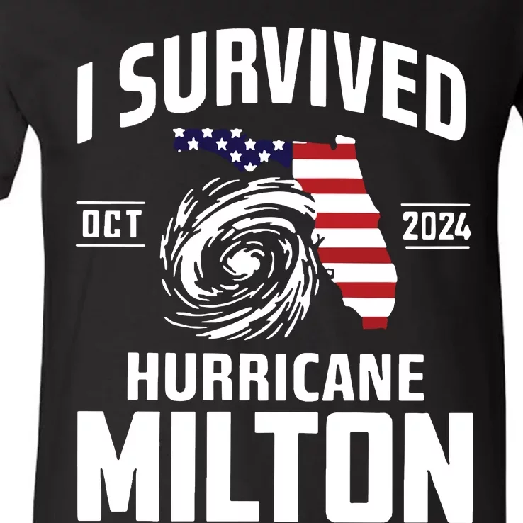 I Survived Hurricane Milton 2024 Hurricane Milton Survivor V-Neck T-Shirt