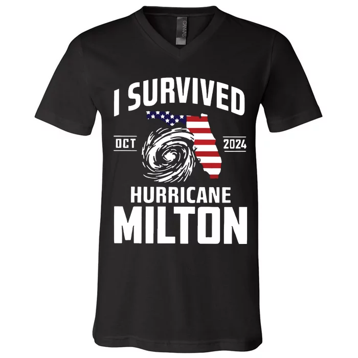 I Survived Hurricane Milton 2024 Hurricane Milton Survivor V-Neck T-Shirt