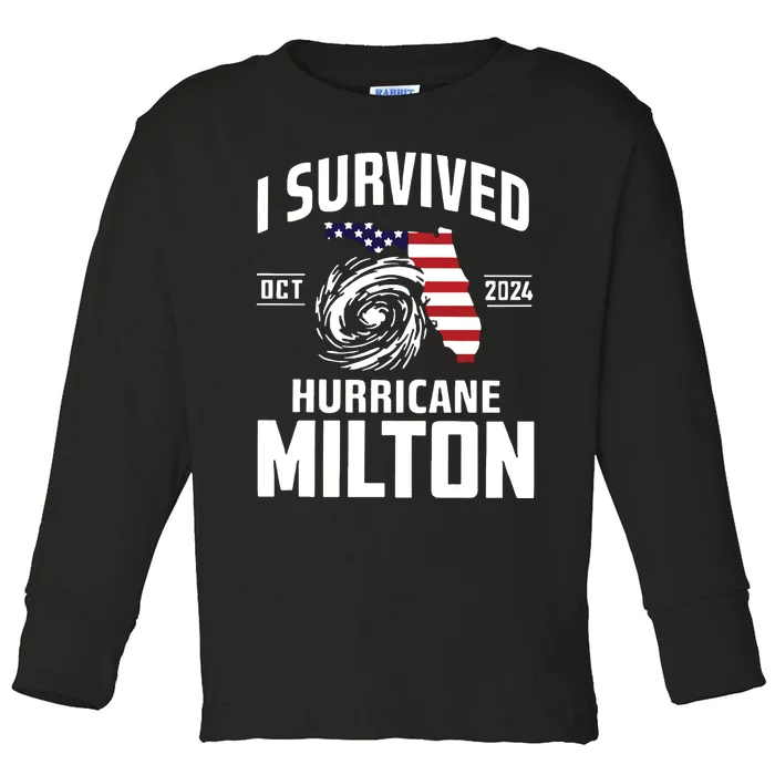 I Survived Hurricane Milton 2024 Hurricane Milton Survivor Toddler Long Sleeve Shirt