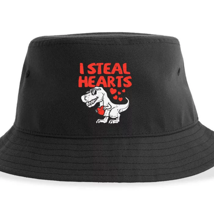 I Steal Hearts Trex Dino Baby Valentines Day Sustainable Bucket Hat