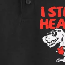 I Steal Hearts Trex Dino Baby Valentines Day Dry Zone Grid Performance Polo