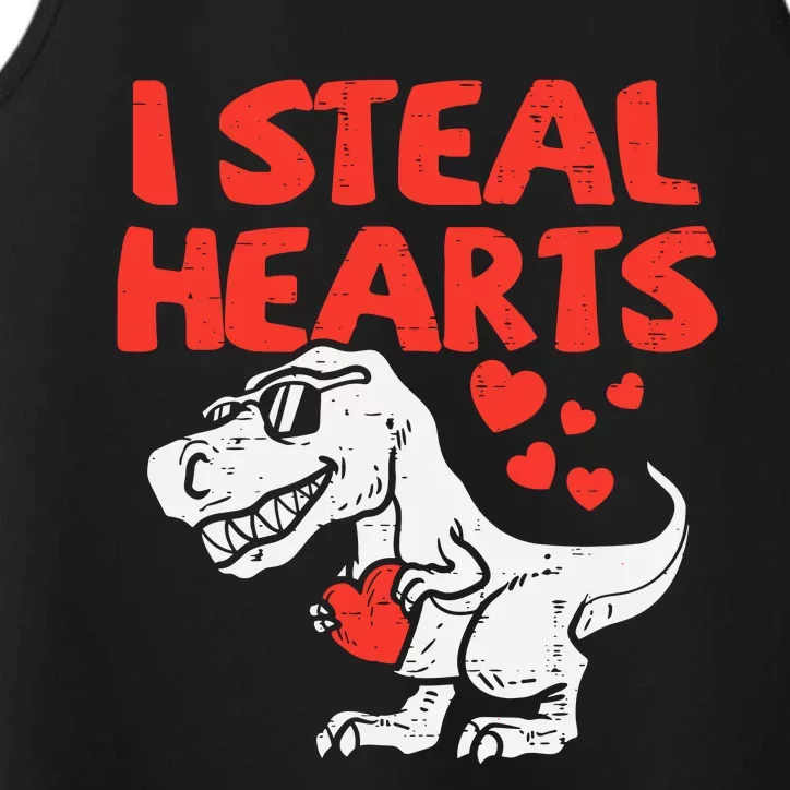 I Steal Hearts Trex Dino Baby Valentines Day Performance Tank