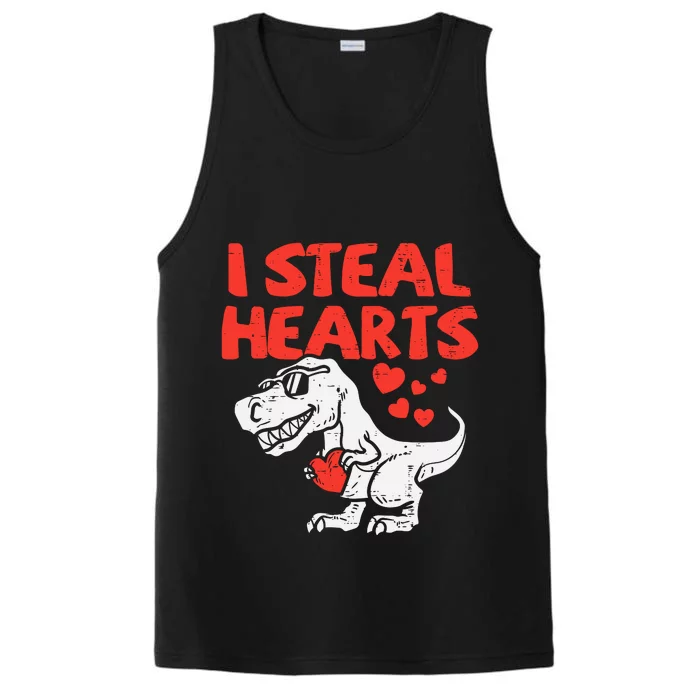 I Steal Hearts Trex Dino Baby Valentines Day Performance Tank