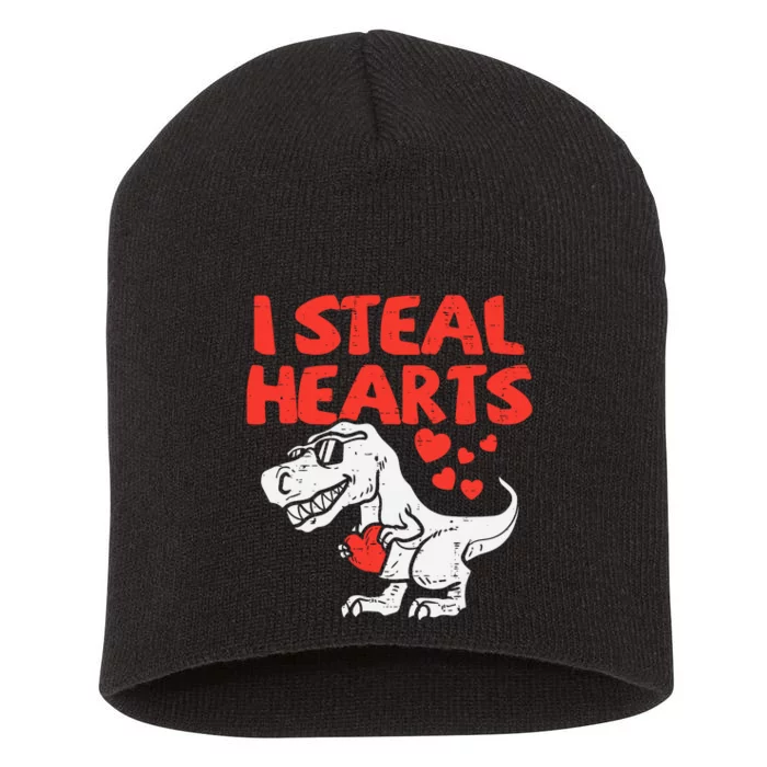 I Steal Hearts Trex Dino Baby Valentines Day Short Acrylic Beanie