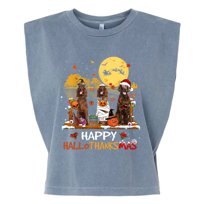 Irish Setter Happy Hallothanksmas Halloween Thanksgiving Garment-Dyed Women's Muscle Tee