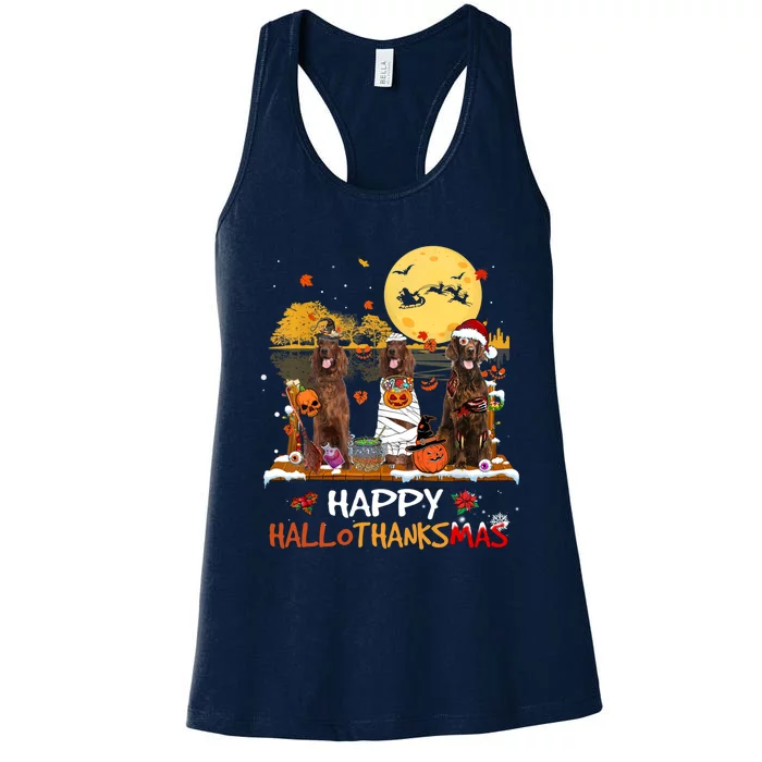 Irish Setter Happy Hallothanksmas Halloween Thanksgiving Women's Racerback Tank