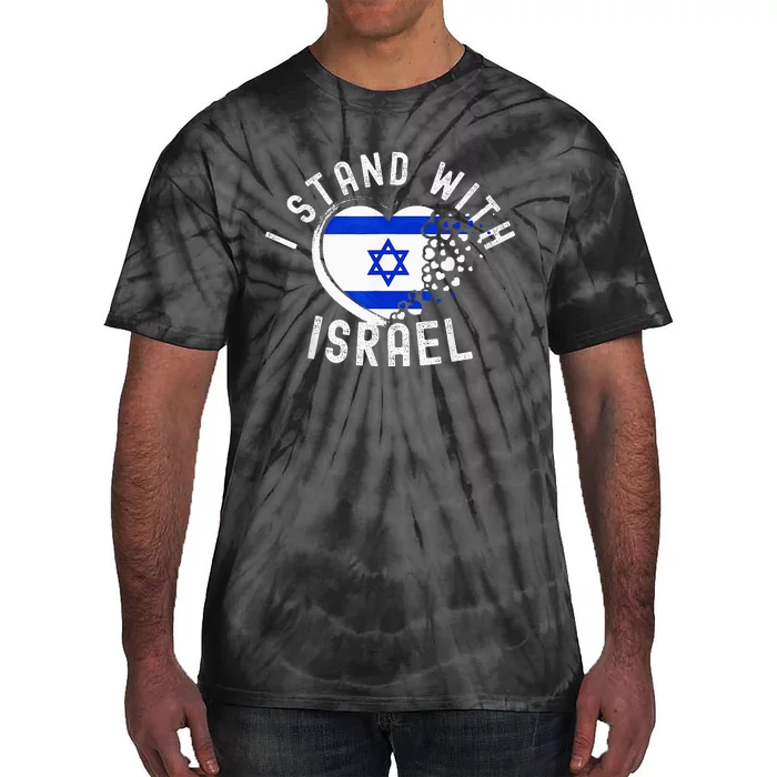 I Support Israel I Stand With Israel Heart Israeli Flag Tie-Dye T-Shirt