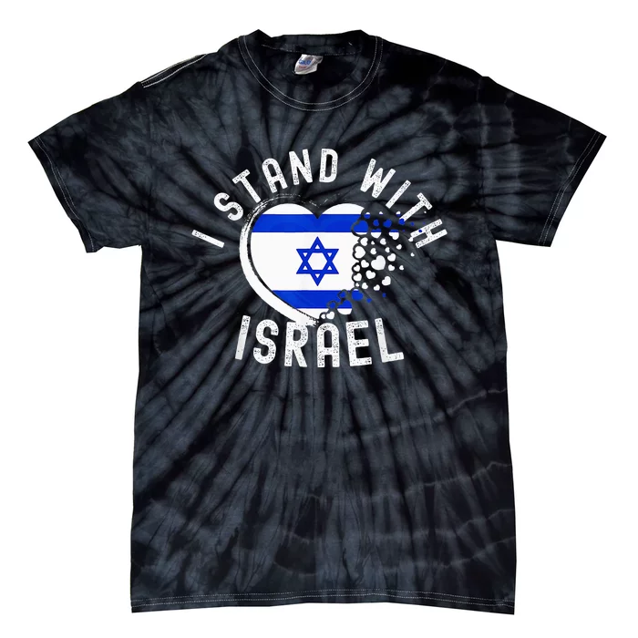 I Support Israel I Stand With Israel Heart Israeli Flag Tie-Dye T-Shirt