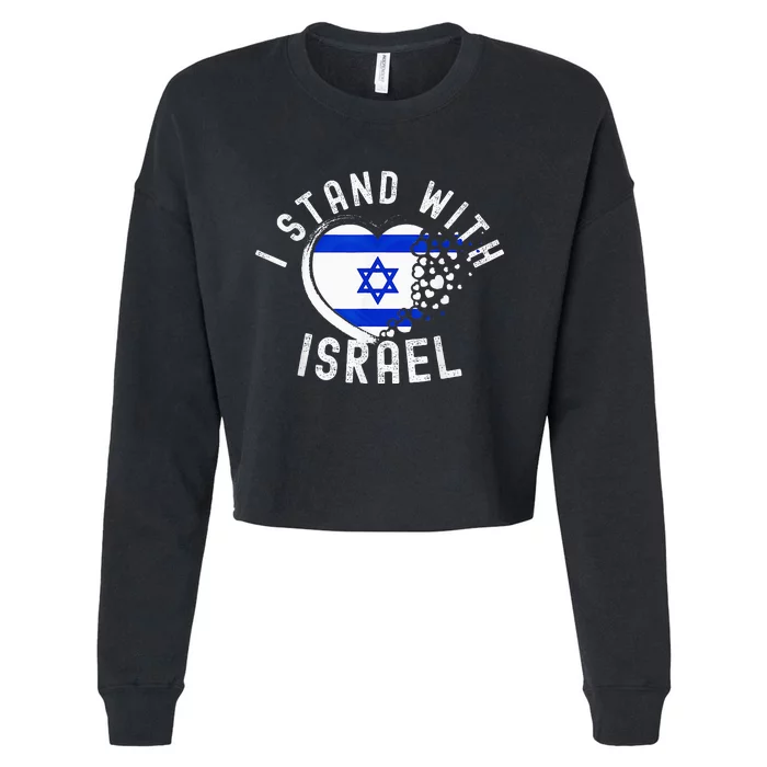 I Support Israel I Stand With Israel Heart Israeli Flag Cropped Pullover Crew